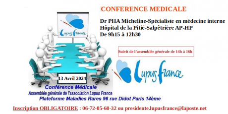 Conférence médicale à PARIS le 13 avril De 9h15 à 12h30